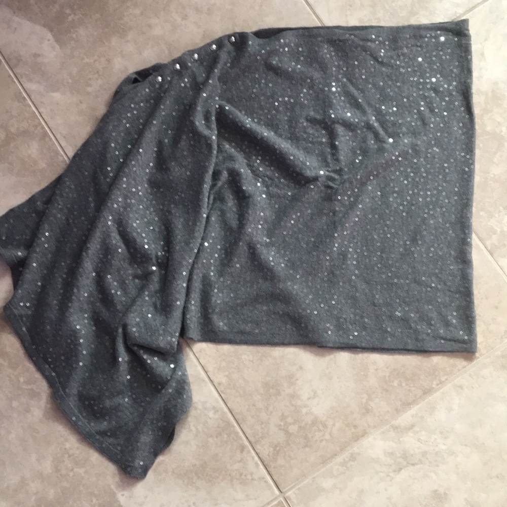 Whbm poncho grey and sequin with button detail xs